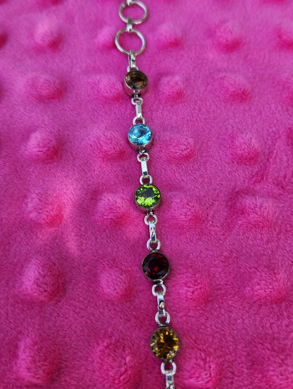 Rainbow Gemstones Bracelet  7" Long EUC - Picture 6 of 6